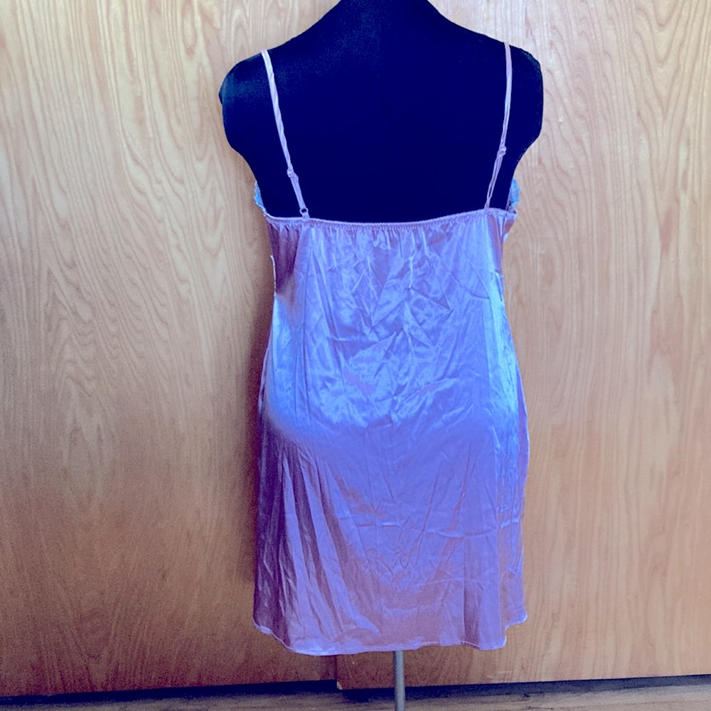 Dusty pink satin slip dress nightie with lace trim and side zip 4XL - Picture 6 of 7